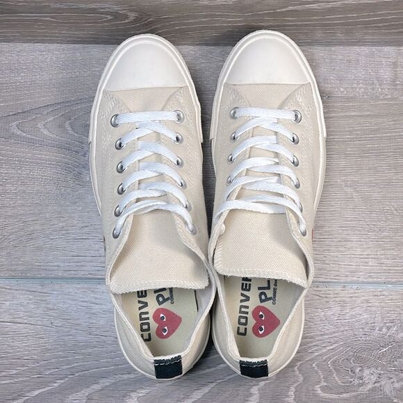Converse Comme des Garçons Play Women’s Sz 10 Single Heart Chuck Cream Sneakers - Picture 5 of 10